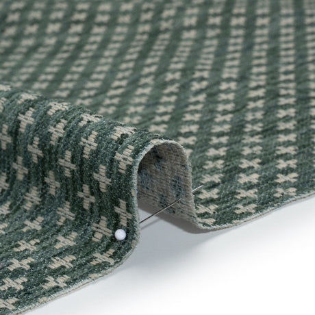 Polyester Boucle Home Decor Jacquard - Teal Plus Signs - British Imported