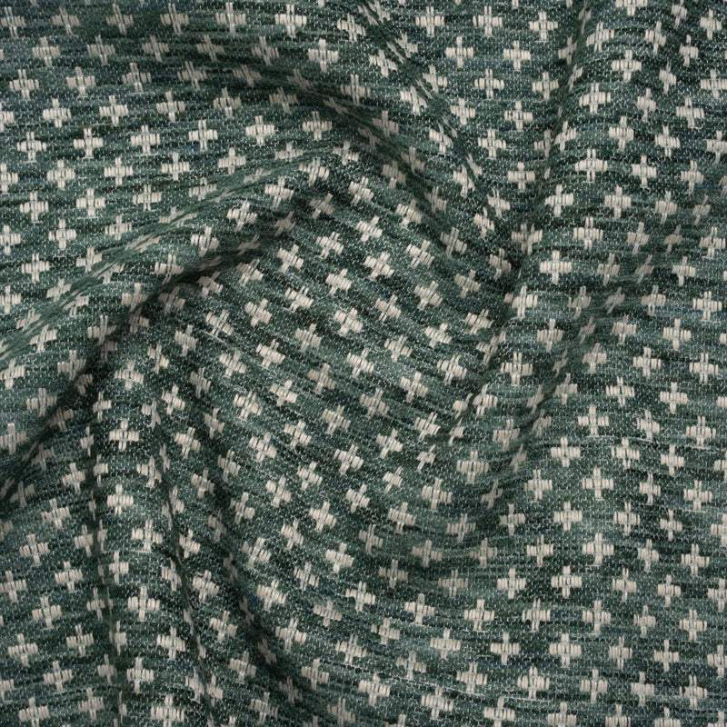Polyester Boucle Home Decor Jacquard - Teal Plus Signs - British Imported
