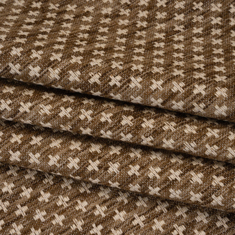 Polyester Boucle Home Decor Jacquard - Walnut Plus Signs - British Imported