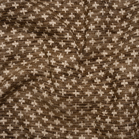 Polyester Boucle Home Decor Jacquard - Walnut Plus Signs - British Imported