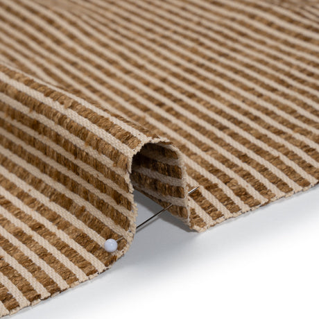Polyester Boucle Woven - Caramel Stripes - British Imported