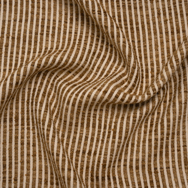 Polyester Boucle Woven - Caramel Stripes - British Imported