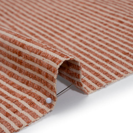 Polyester Boucle Woven - Coral Stripes - British Imported