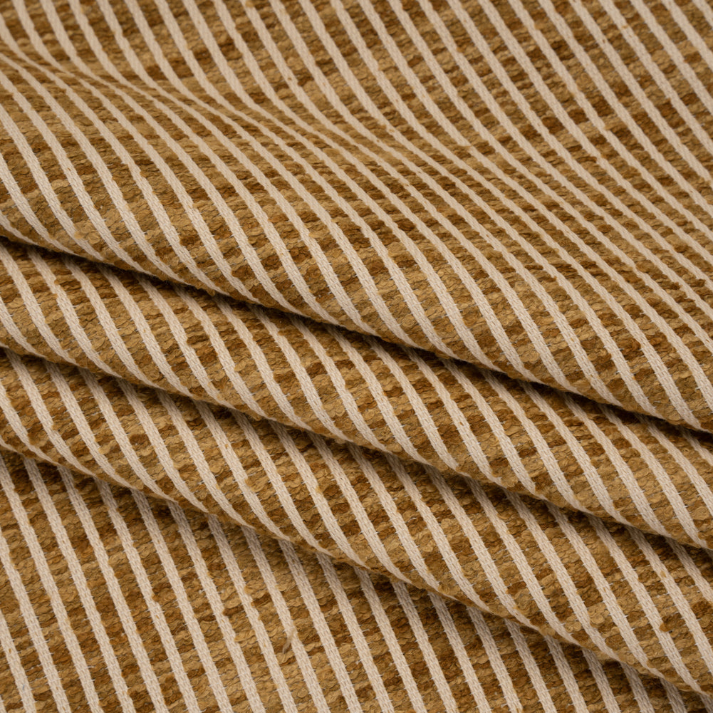 Polyester Boucle Woven - Honey Stripes - British Imported