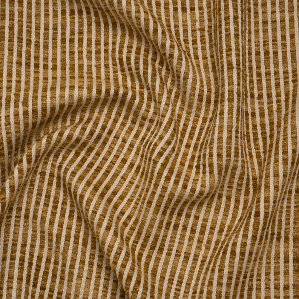 Polyester Boucle Woven - Honey Stripes - British Imported