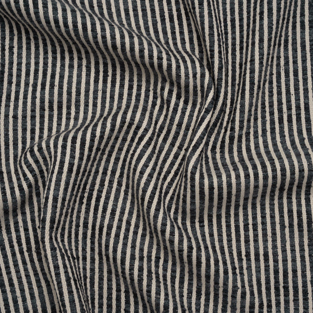 Polyester Boucle Woven - Ink Stripes - British Imported