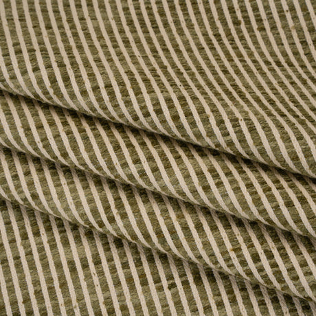 Polyester Boucle Woven - Moss Stripes - British Imported