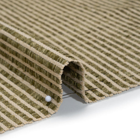 Polyester Boucle Woven - Moss Stripes - British Imported