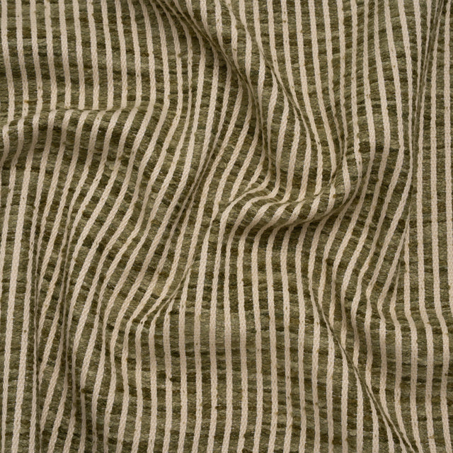 Polyester Boucle Woven - Moss Stripes - British Imported