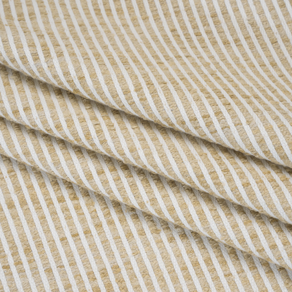 Polyester Boucle Woven - Oatmeal Stripes - British Imported