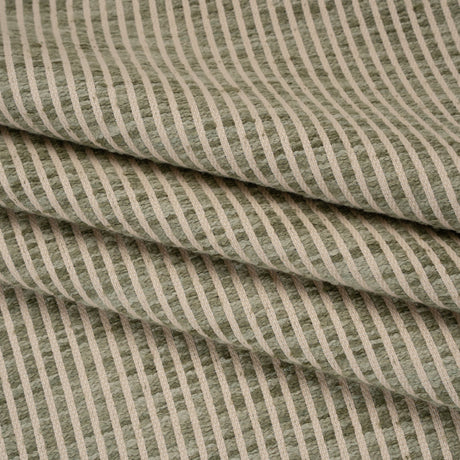 Polyester Boucle Woven - Sage Stripes - British Imported