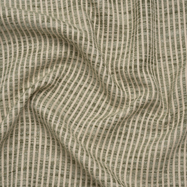 Polyester Boucle Woven - Sage Stripes - British Imported