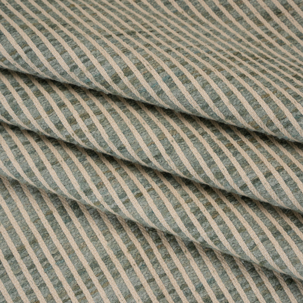 Polyester Boucle Woven - Seafoam Stripes - British Imported