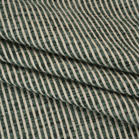 Polyester Boucle Woven - Teal Stripes - British Imported