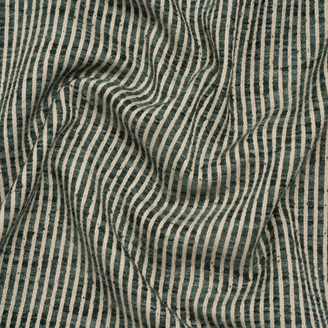 Polyester Boucle Woven - Teal Stripes - British Imported