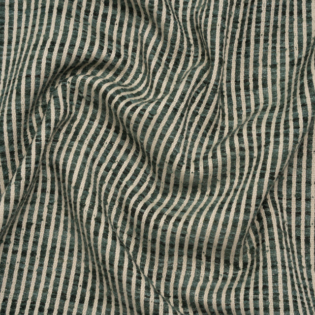Polyester Boucle Woven - Teal Stripes - British Imported