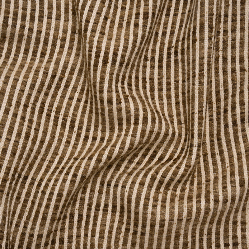 Polyester Boucle Woven - Walnut Stripes - British Imported