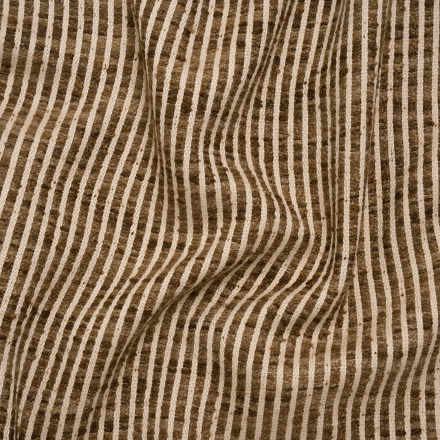 Polyester Boucle Woven - Walnut Stripes - British Imported