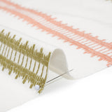 Embroidered Recycled Polyester and Cotton Woven - Blush Pink Zig Zag Ladder Stripes - British Imported