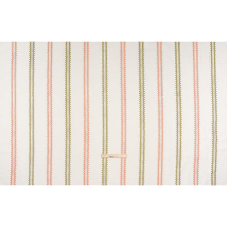 Embroidered Recycled Polyester and Cotton Woven - Blush Pink Zig Zag Ladder Stripes - British Imported