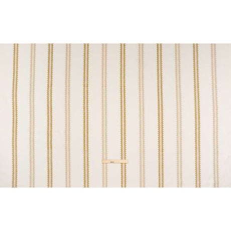 Embroidered Recycled Polyester and Cotton Woven - Ochre Zig Zag Ladder Stripes - British Imported