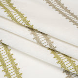 Embroidered Recycled Polyester and Cotton Woven - Olive Zig Zag Ladder Stripes - British Imported