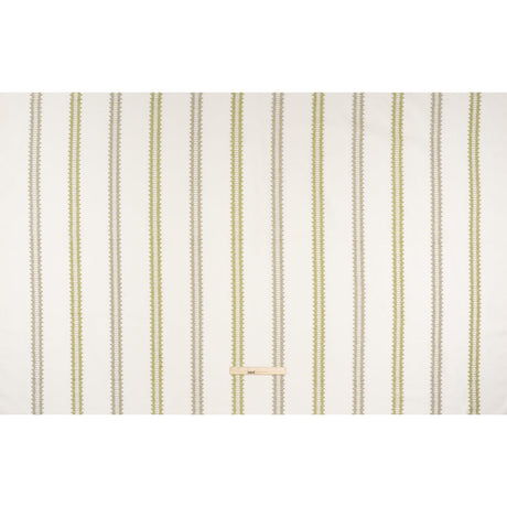 Embroidered Recycled Polyester and Cotton Woven - Olive Zig Zag Ladder Stripes - British Imported