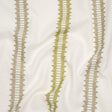 Embroidered Recycled Polyester and Cotton Woven - Olive Zig Zag Ladder Stripes - British Imported