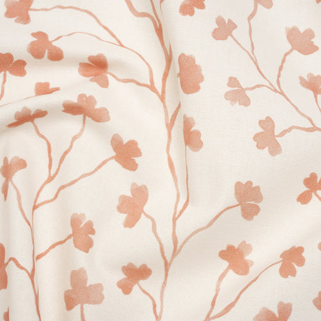 Brushed Cotton and Linen Canvas - Blush Pink Clover Leaf Vines - British Imported