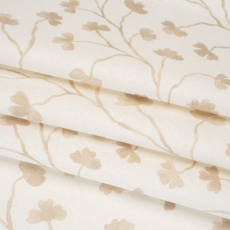 Brushed Cotton and Linen Canvas - Flax Clover Leaf Vines - British Imported