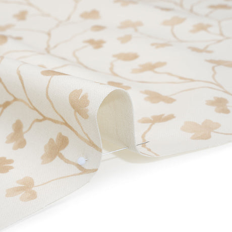 Brushed Cotton and Linen Canvas - Flax Clover Leaf Vines - British Imported