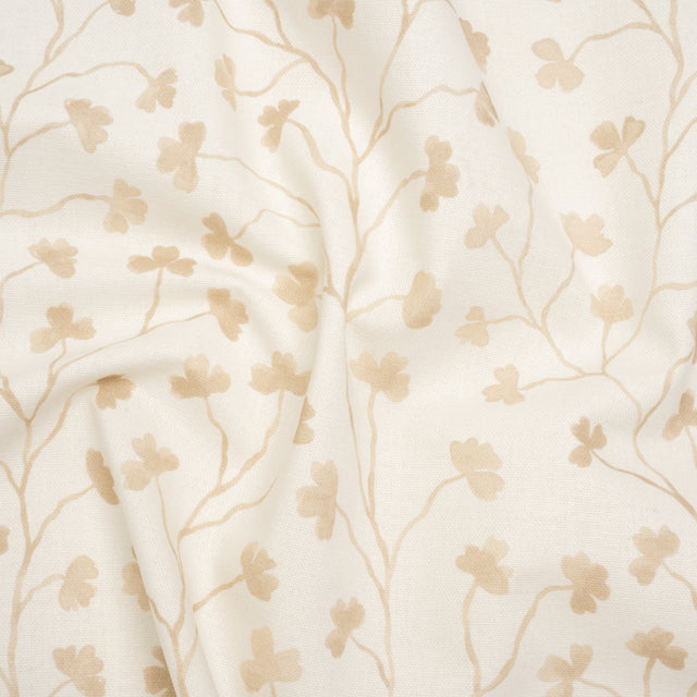 Brushed Cotton and Linen Canvas - Flax Clover Leaf Vines - British Imported