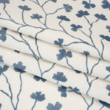 Brushed Cotton and Linen Canvas - Navy Clover Leaf Vines - British Imported