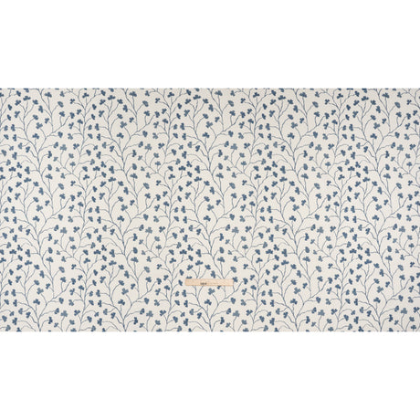 Brushed Cotton and Linen Canvas - Navy Clover Leaf Vines - British Imported
