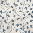 Brushed Cotton and Linen Canvas - Navy Clover Leaf Vines - British Imported