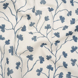 Brushed Cotton and Linen Canvas - Navy Clover Leaf Vines - British Imported