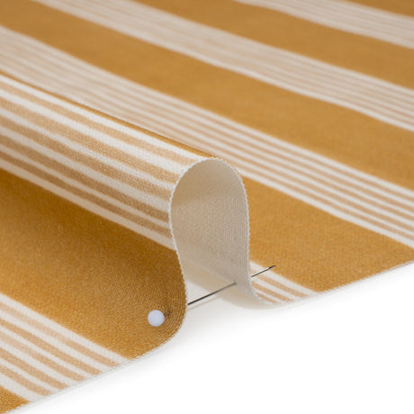 Brushed Cotton and Linen Canvas - Ochre Stripes - British Imported