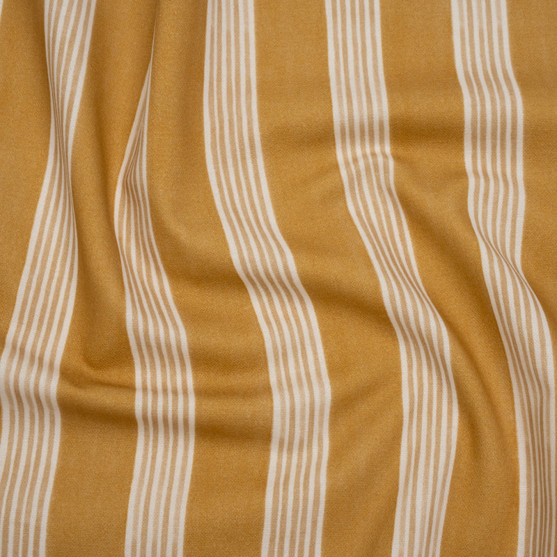 Brushed Cotton and Linen Canvas - Ochre Stripes - British Imported