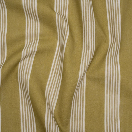 Brushed Cotton and Linen Canvas - Olive Stripes - British Imported