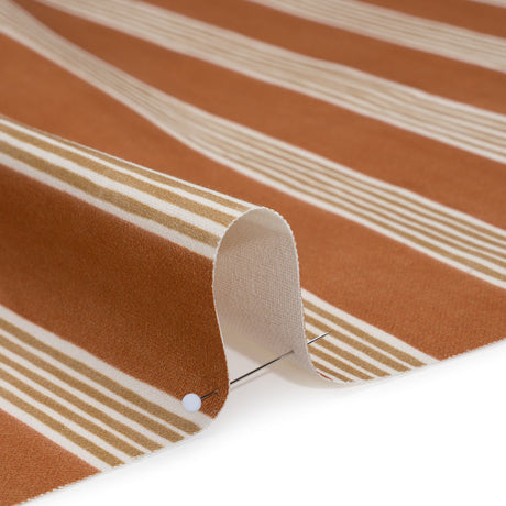Brushed Cotton and Linen Canvas - Paprika Stripes - British Imported