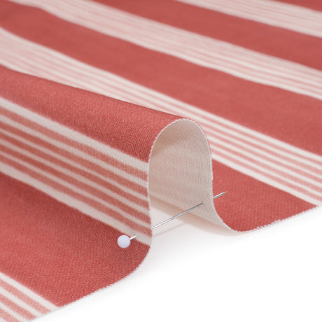 Brushed Cotton and Linen Canvas - Raspberry Stripes - British Imported