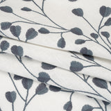 Embroidered Polyester and Cotton Woven - Denim Budding Plants - British Imported