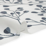 Embroidered Polyester and Cotton Woven - Denim Budding Plants - British Imported