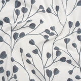 Embroidered Polyester and Cotton Woven - Denim Budding Plants - British Imported