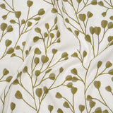Embroidered Polyester and Cotton Woven - Olive Budding Plants - British Imported