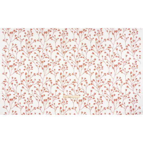 Embroidered Polyester and Cotton Woven - Raspberry Budding Plants - British Imported