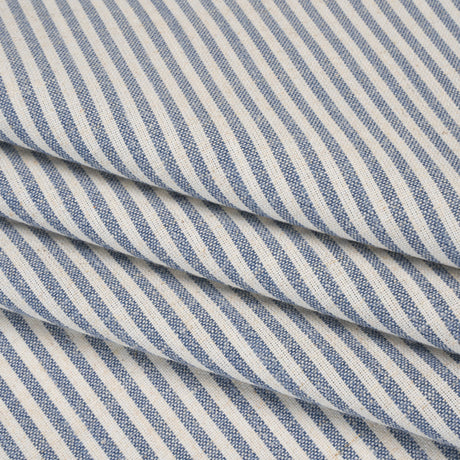 Recycled Polyester Blend Woven - Navy Candy Stripes - British Imported