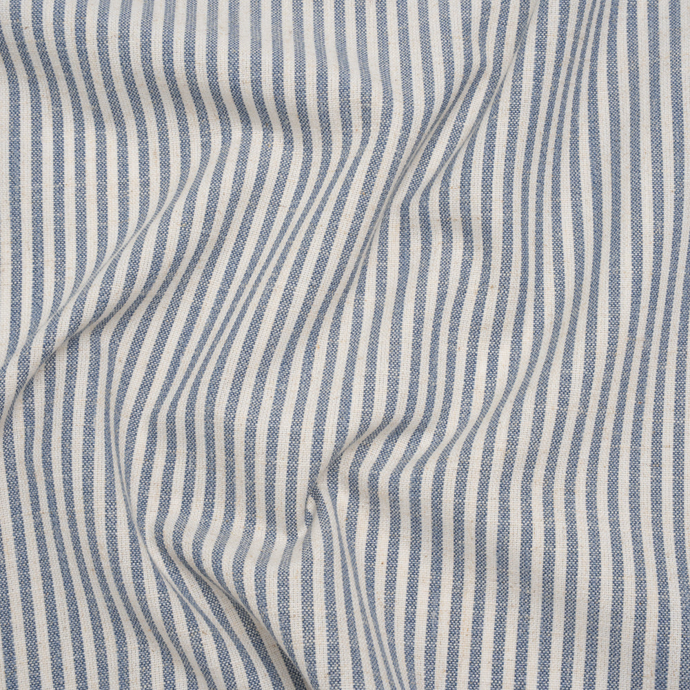 Recycled Polyester Blend Woven - Navy Candy Stripes - British Imported