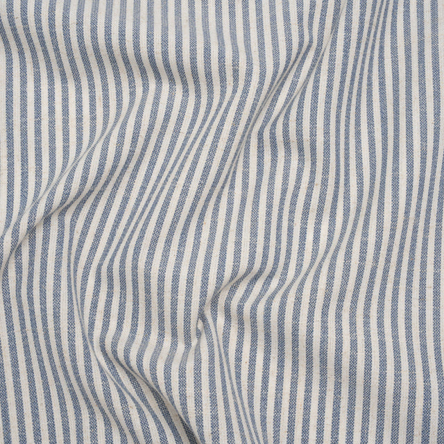 Recycled Polyester Blend Woven - Navy Candy Stripes - British Imported