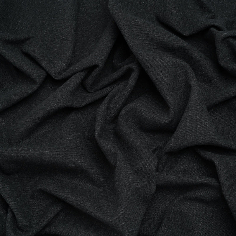 Double Wide Brushed Cotton and Linen Woven - Carbon - British Imported